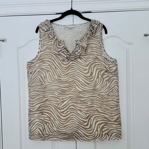 Talbots Sleeveless Animal Print Blouse, Size L